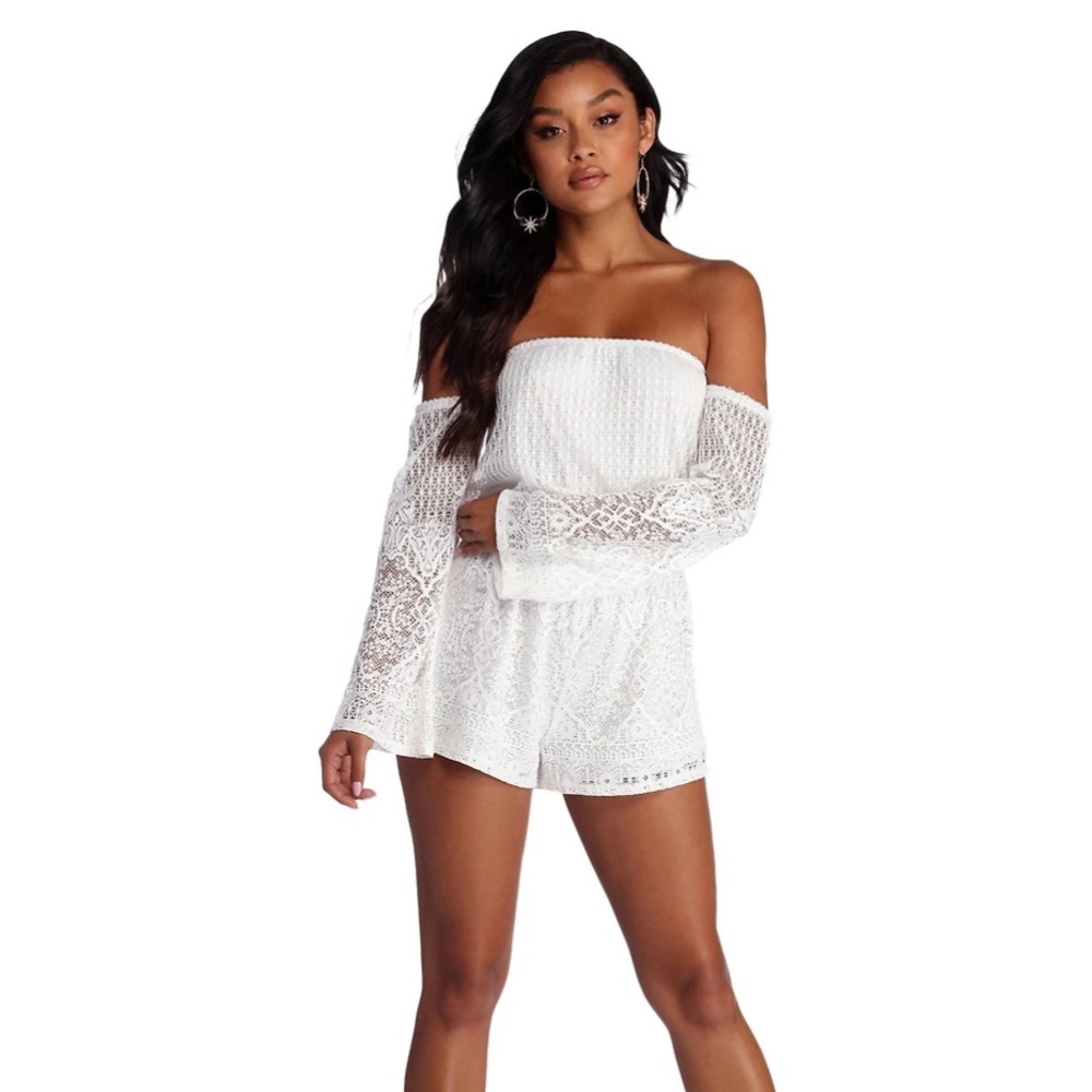 Windsor White Lace Off-Shoulder Romper